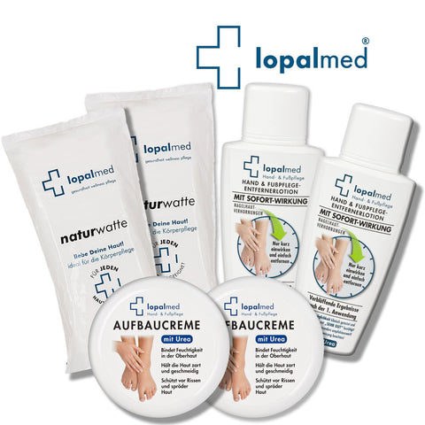 Lopalmed Horn- &  Nagelhaut-Entfernerlotion-FamilySet (2 x Entfernungslotion, 2 x Aufbaucreme, 2 x Watte)